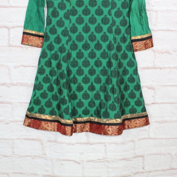 Trishaa Green Embroidered Indian Ethnic Kurta Tunic Dress Size S - Picture 3 of 8